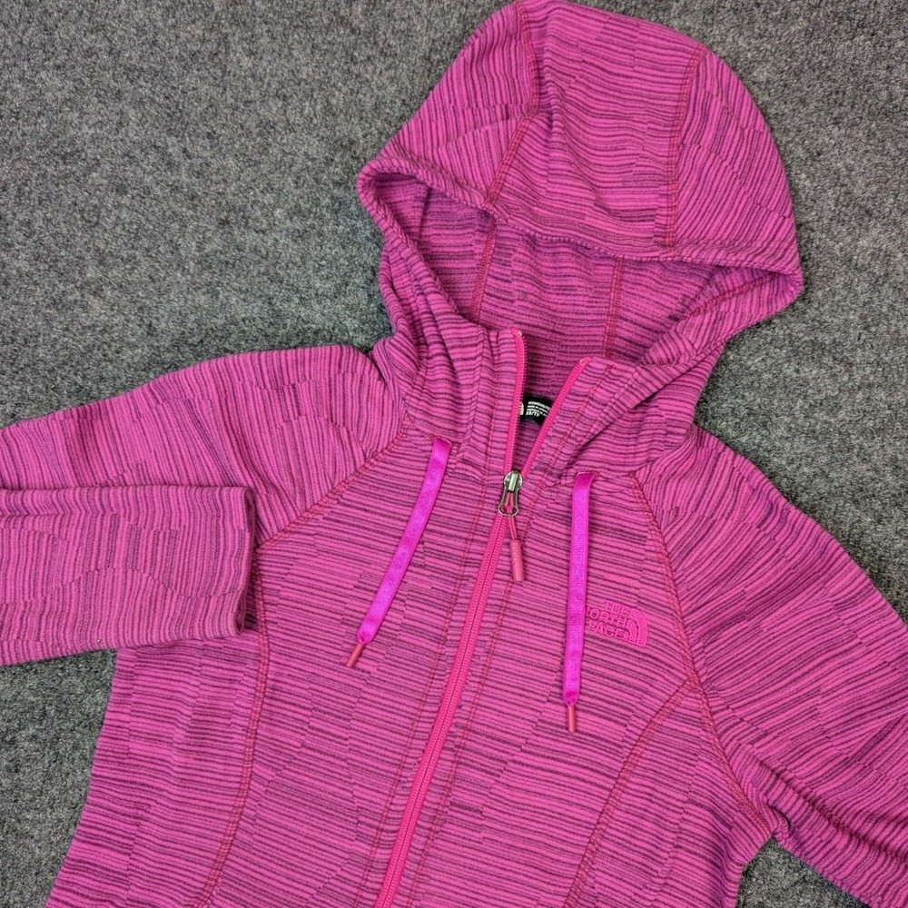 The North Face Womens Athletic Pink Textured Stripe Full Zip Up Hoodie Jacket XS